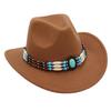 Ethnic Style Western Cowboy Top Hat Turquoise Horseback Riding Jazz Hat Crimped Felt Hat Literary And Retro Sun Hat