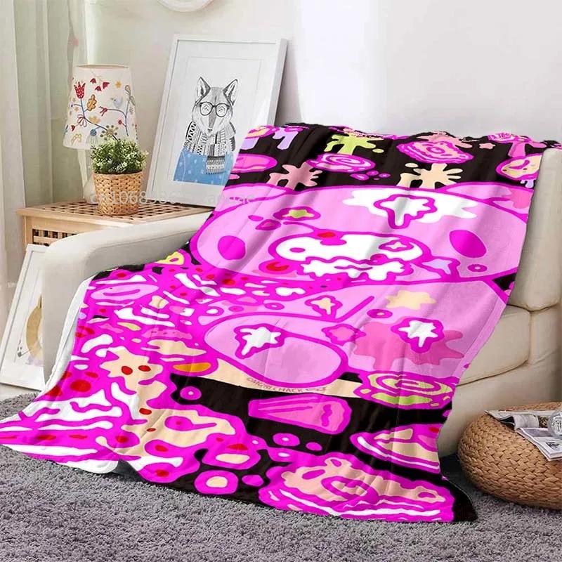 Cartoon Gloomy Bear Printed Blanket for Beds Sofas Warm Soft Flannel Blanket Gift