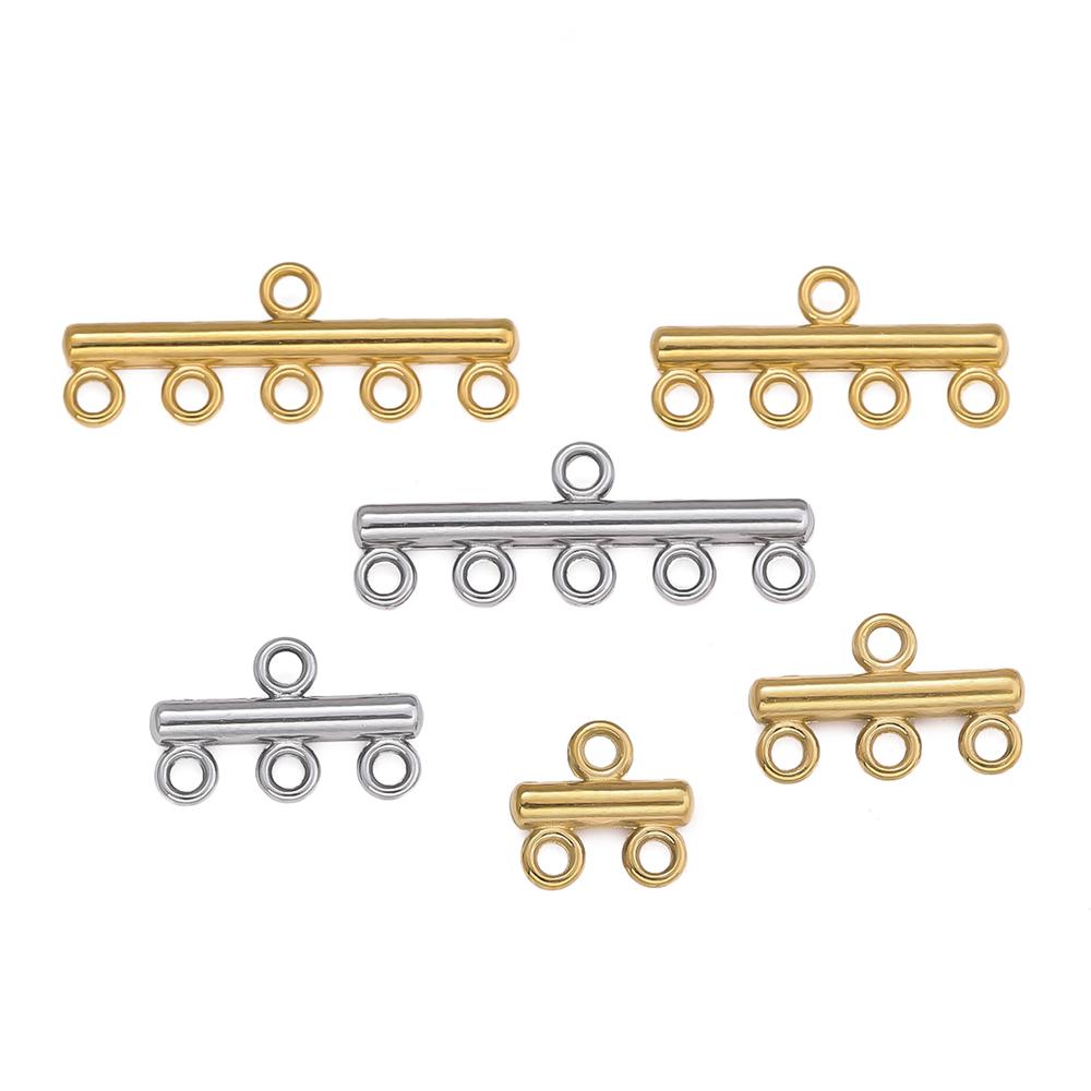 5pcs 2-5 Strands Stainless Steel Multi-Hole Layer Clasps Pendant Connector for DIY Necklace Bracelet Jewelry Making Findings