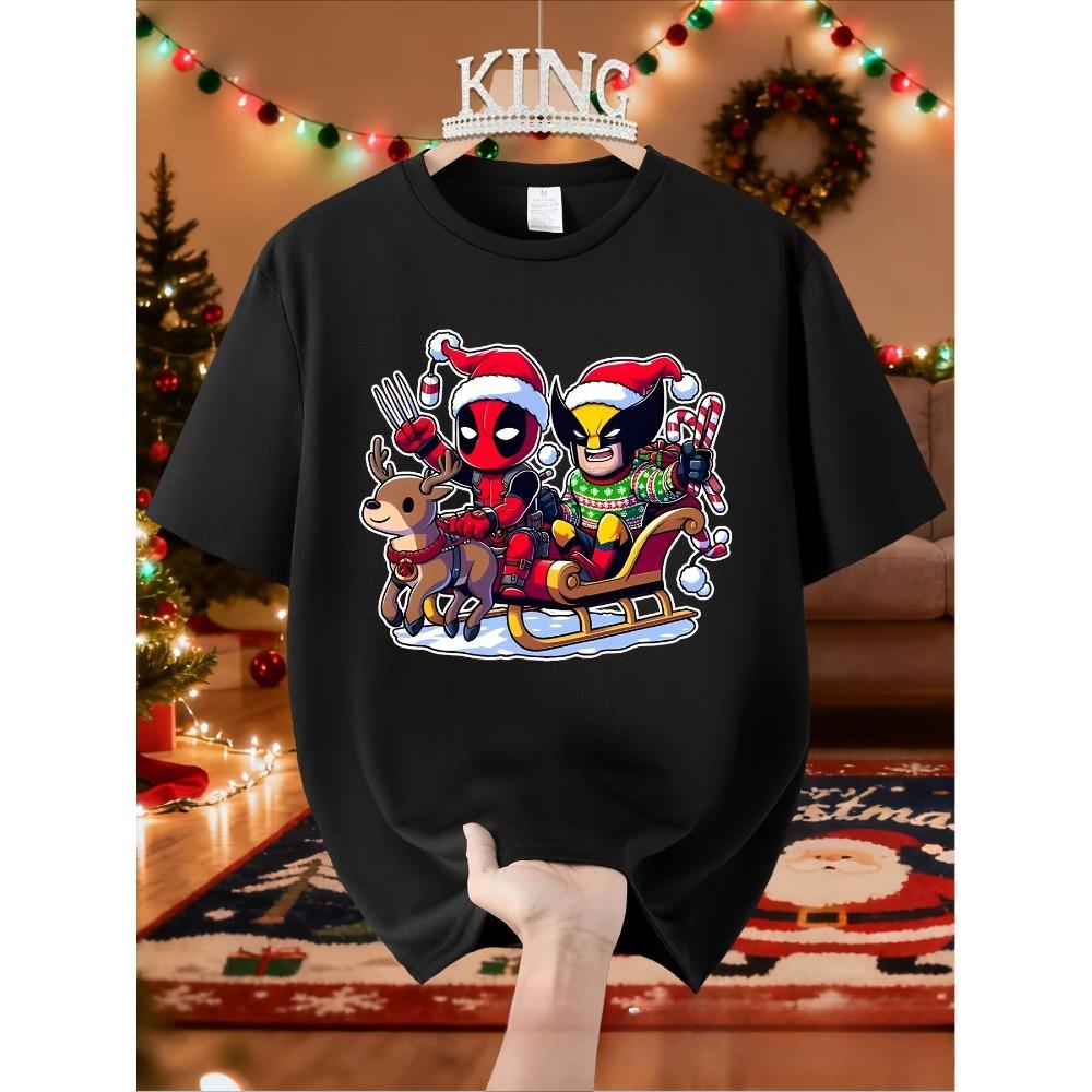 UnisexS Deadpool  Wolverine Christmas Graphic TShirt Superhero Design with Deadpool  Wolverine Breathable Cotton S