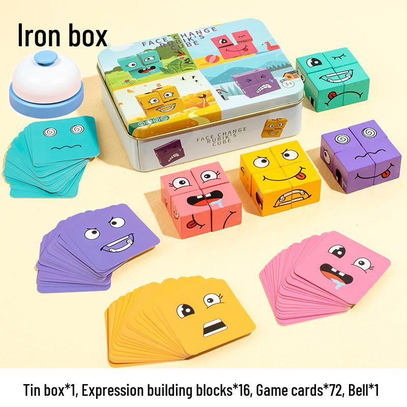 Smiley Face Magic Cube: Educational Building Blocks & Interactive Parent-Child Tabletop Game