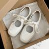 White retro French ballet flat-soled single shoes women's 2025 new spring skirt shallow mouth Mary Jane shoes