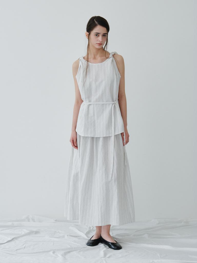 Reply Smock Banding Gather Skirt_Off White