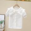 Girls' Short-Sleeve Summer Chiffon Shirt 2024 - White