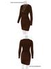 European Sexy Deep V Ruffled Bodycon Dress for Autumn/Winter