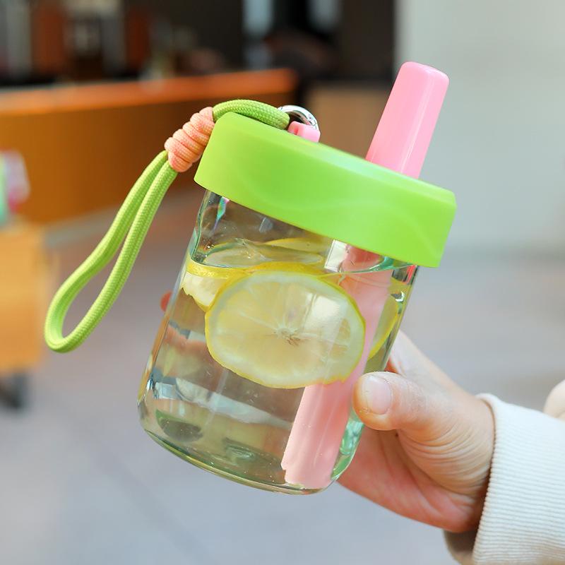 500ml Straw Cup With Leak-Proof Lid For Lady Cute Food Grade Heat Resistant Cup Tea Separation Filter Cups With Handle Water Cup