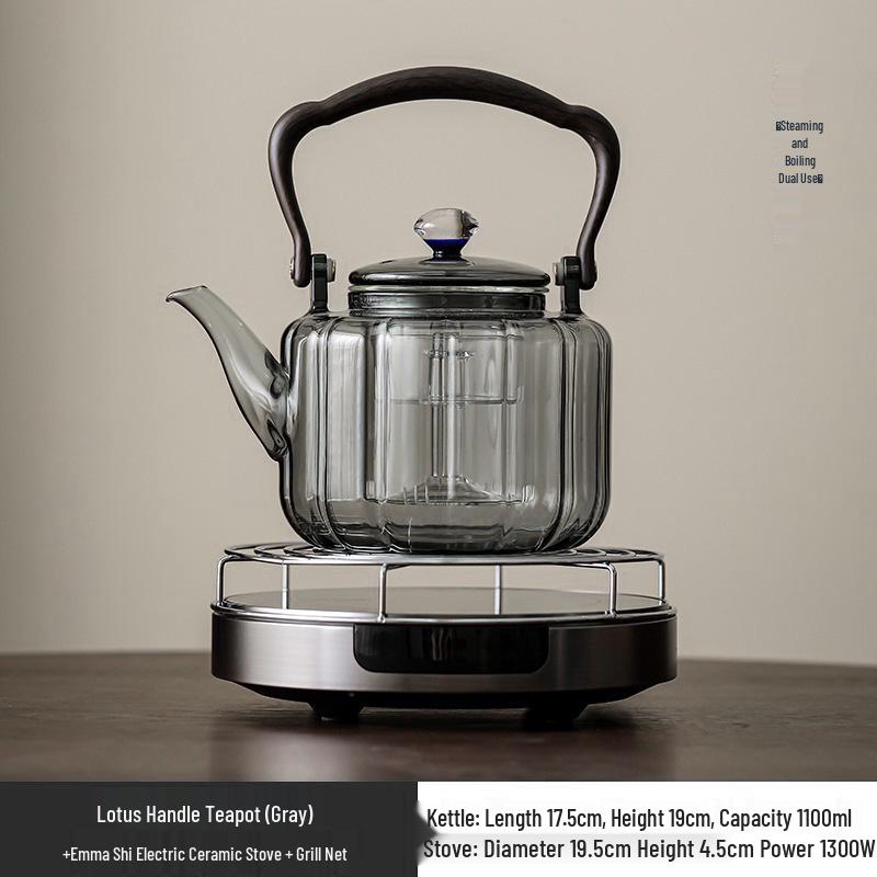 Glass Tea Kettle & Brewing Set for Induction Cooker: White Pot for Boiling, Steaming & Health-Preserving Tea at Home