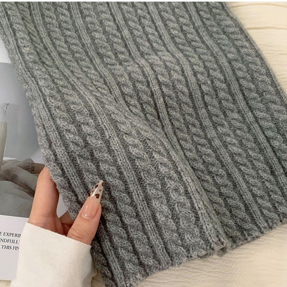 Korean Style Turtleneck Fake Collar Solid Color Pullover Wool Bib Knitted Scarf  Autumn Winter