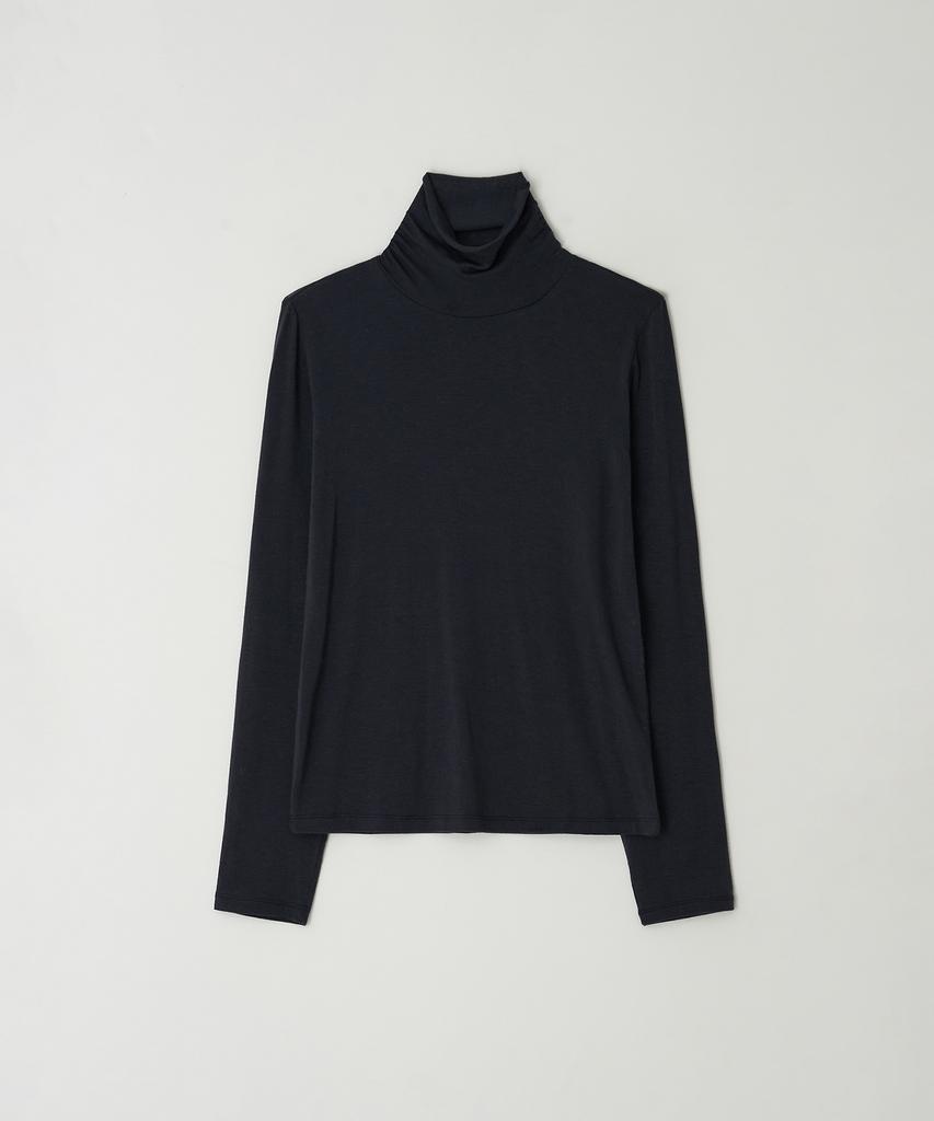 THERYE Sheer Turtleneck Top(Navy)