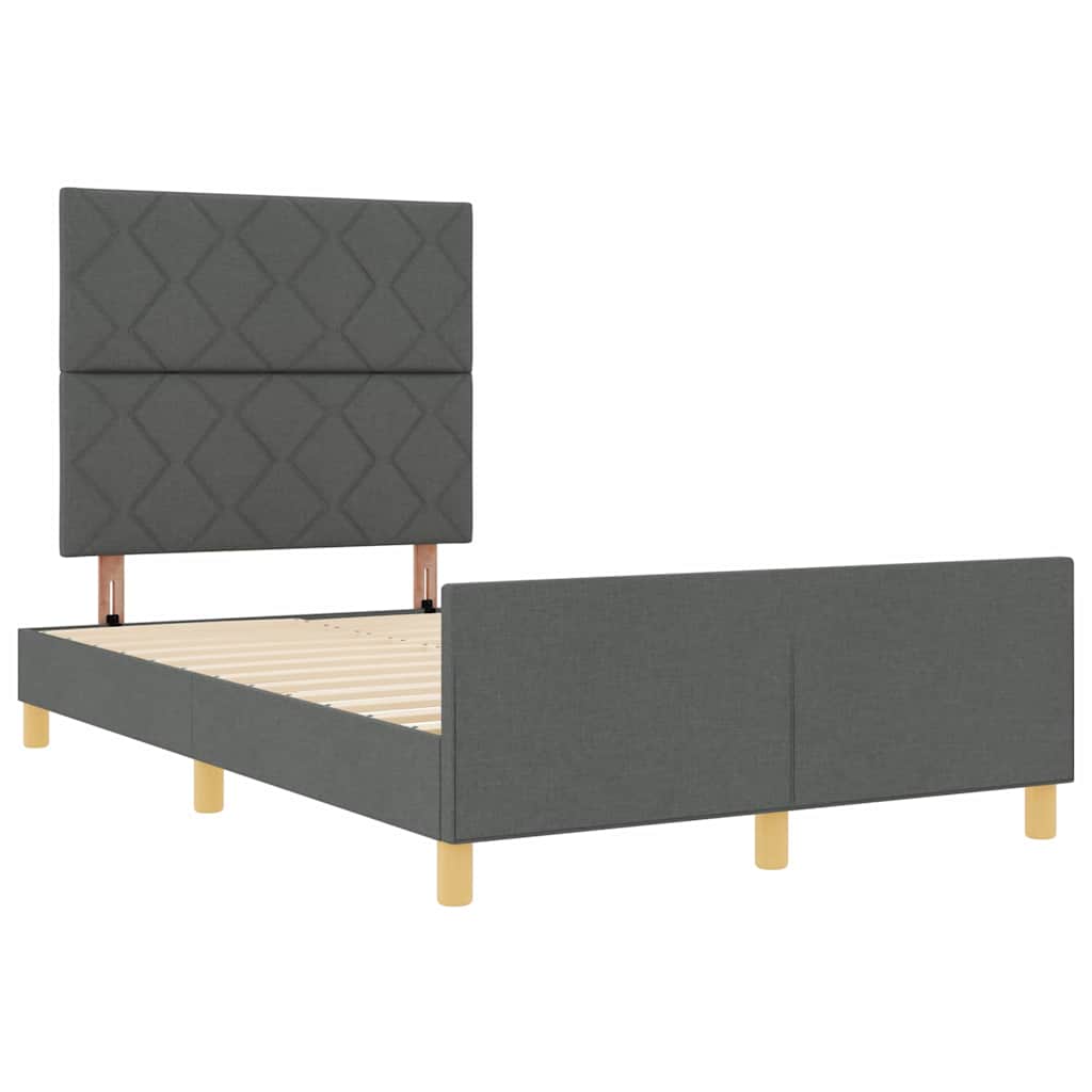 Bed Frame with Headboard Dark Grey 120 X 200 Cm Fabric
