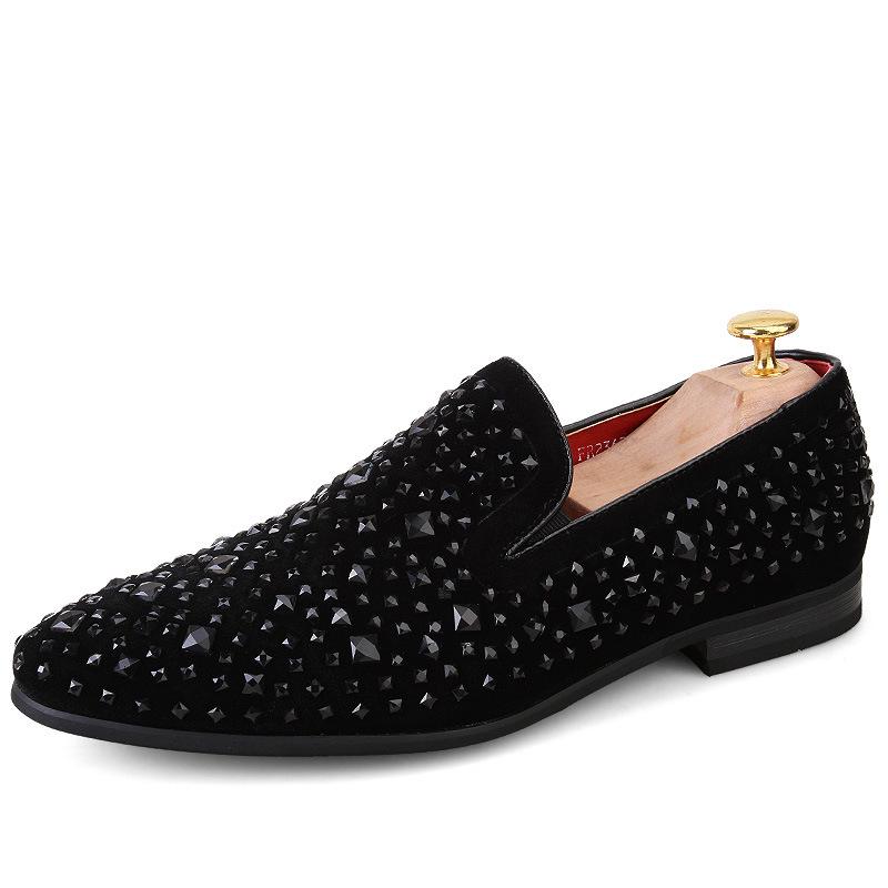 Men's Korean Fashion Pointed Rhinestone Slip-on Dress Shoes