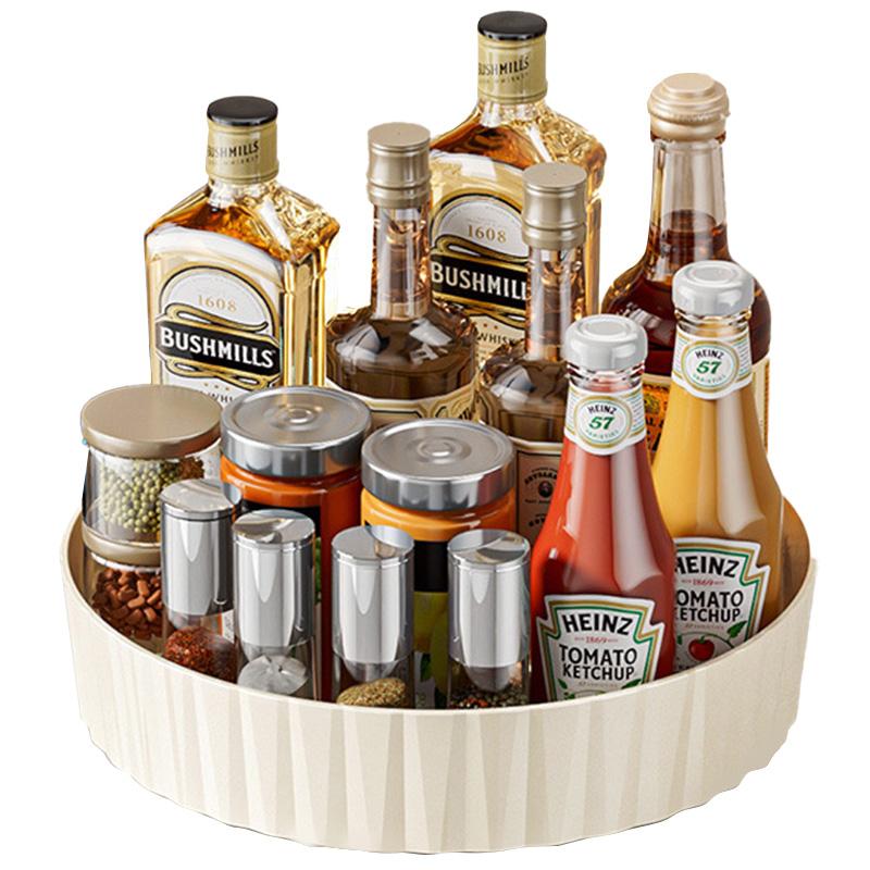 360° Rotating Plastic Storage Rack Bathroom Storage Organizer Kitchen Snack Food Oil Seasoning Bottle Storage Rack Fruit Tray