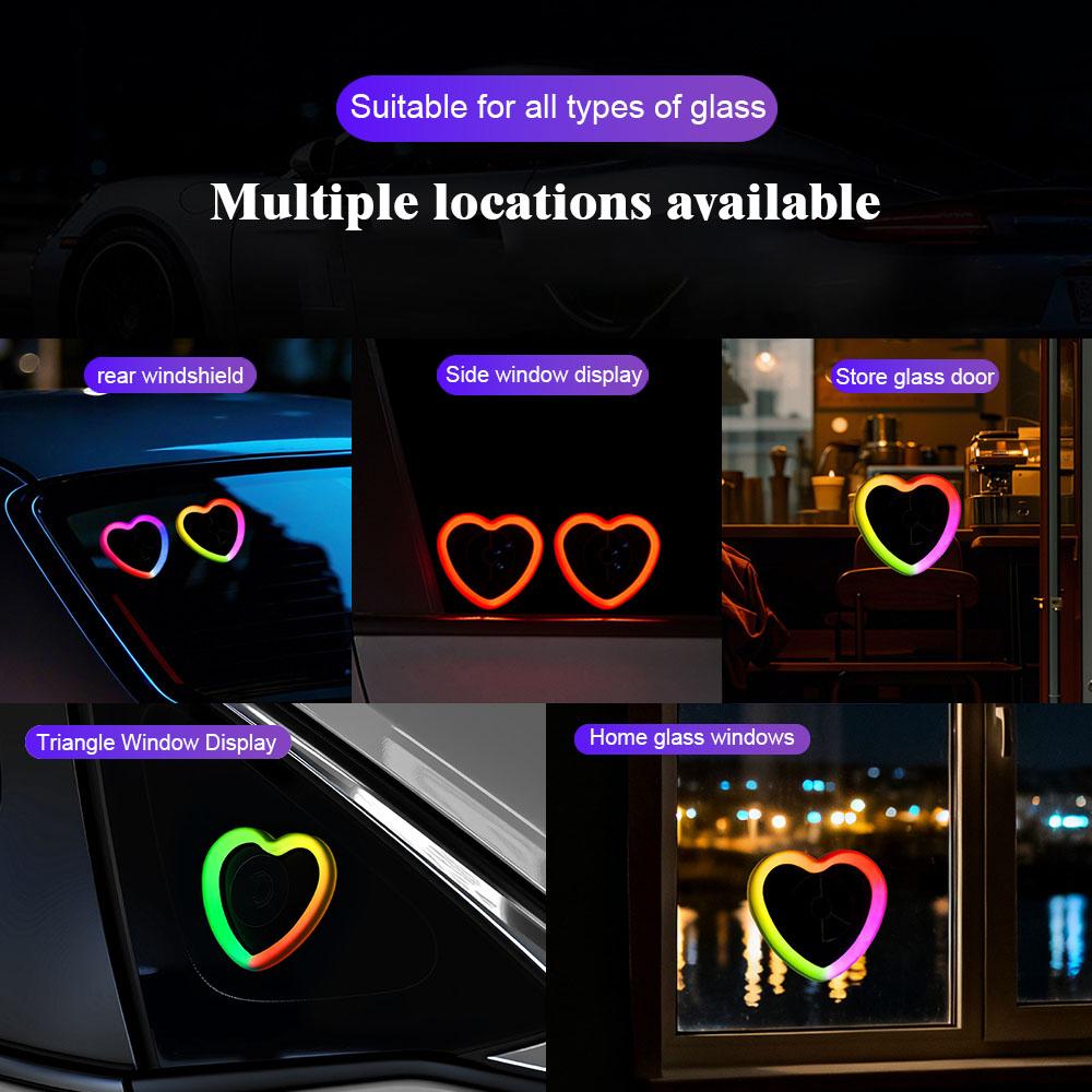 USB RGB Sweet Heart Atmosphere Light For APP&Remote Control Car Triangle Window Interior Motor Decoration Modification Neon Lamp