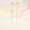 Korean Fashion Long Tassel Butterfly Drop Earrings for Women Simple Silver Color Straight Hanging Earrings Summer Jewelry Gifts