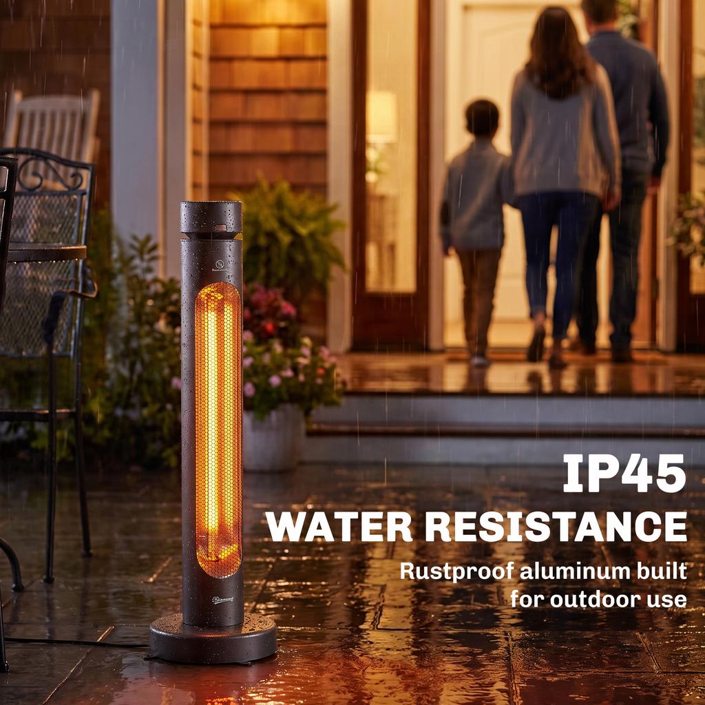 2000 W Electric Infrared Patio Heater, Free Standing Oscillating Outdoor Garden Heater with Knob/Remote Control, Black