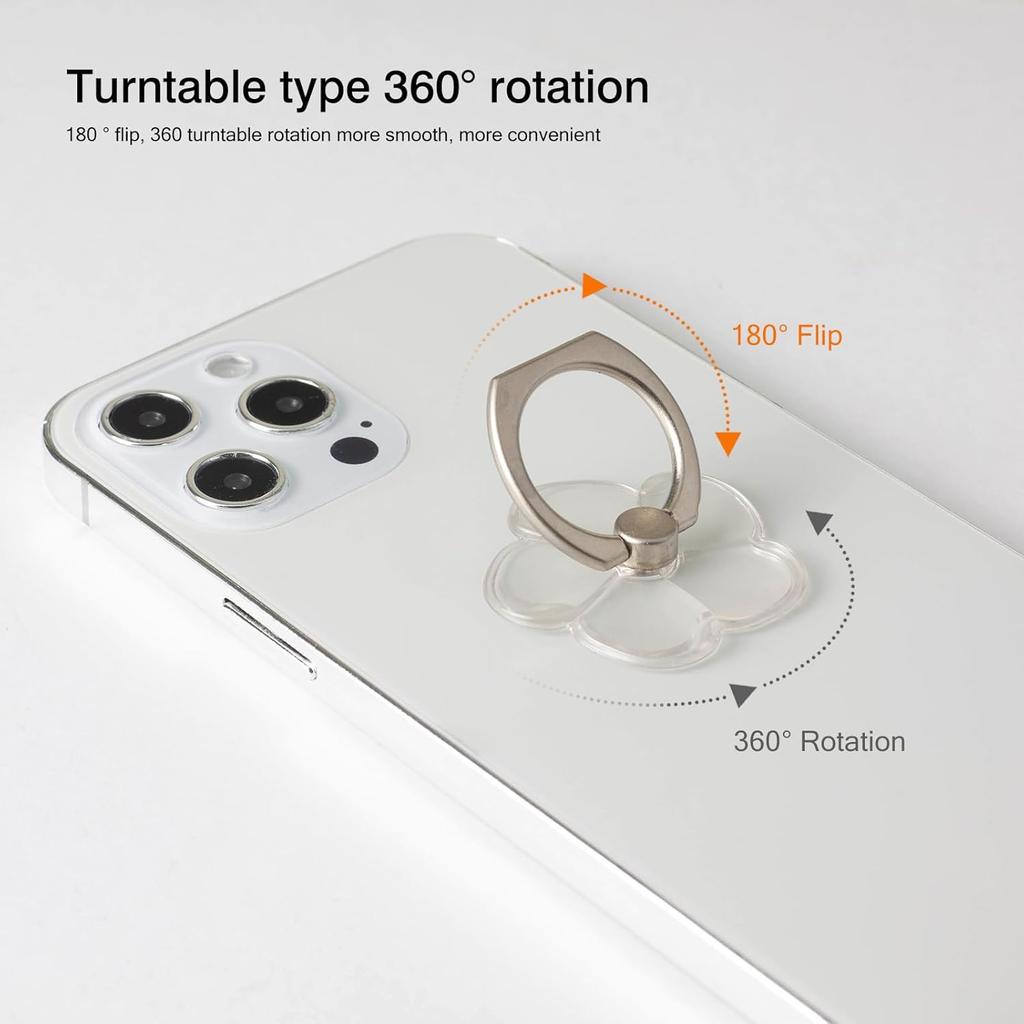 [2 Pack] Transparent Finger Ring Cell Phone Ring Holder Stand,360 Degree Rotation and 180 Degree Adjustable Finger Ring Kickstand with Polished