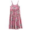 2025 Summer Cotton Linen Printed Long Sling Dress with Patchwork Design