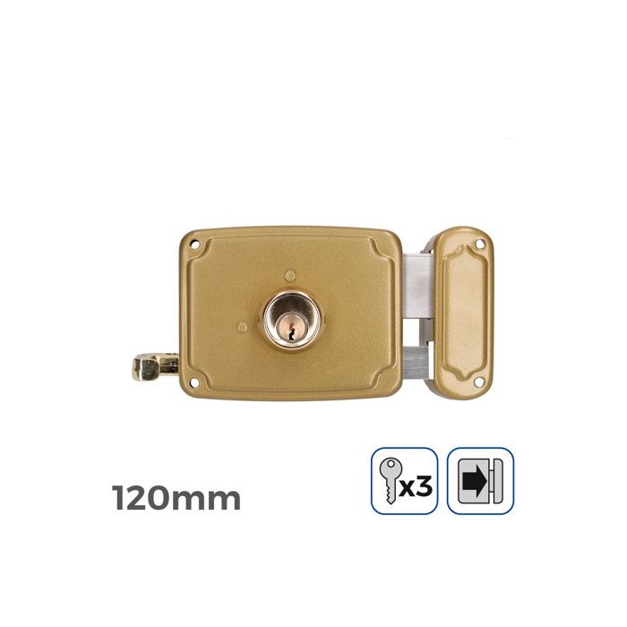 Serrure Droite 120mm 3 Clés Inclus