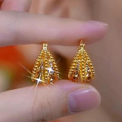 Elegant Retro Champagne Diamond Earrings for Women