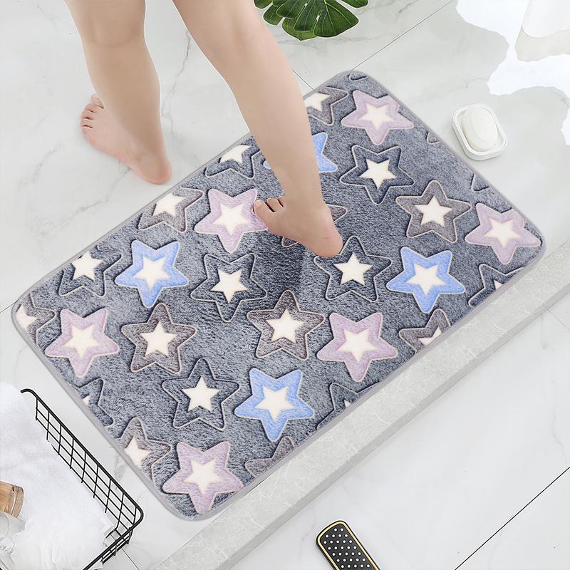 

3pcs/set Fluorescent Printed Bathroom Mat Machine Washable Flannel Bathmat for Home Toilet Surround Mat Wash Room Decoration Mat
