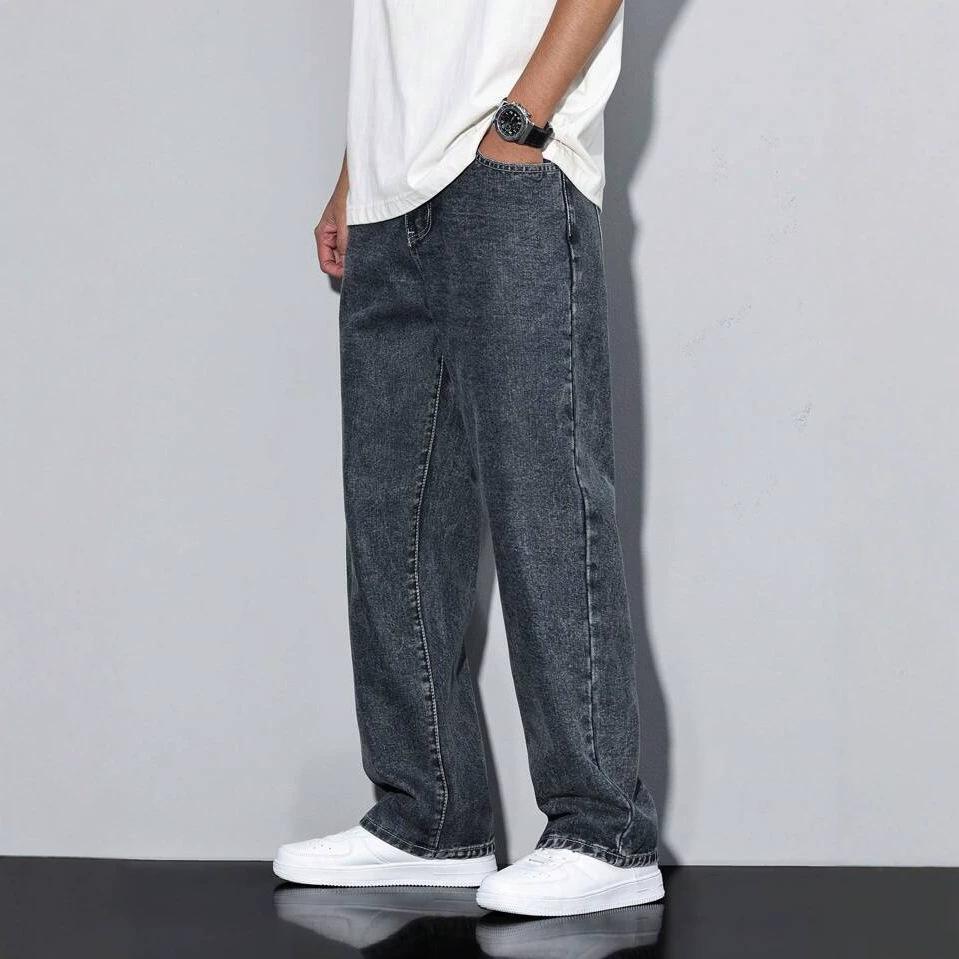 American summer jeans trendy loose straight casual jeans men's