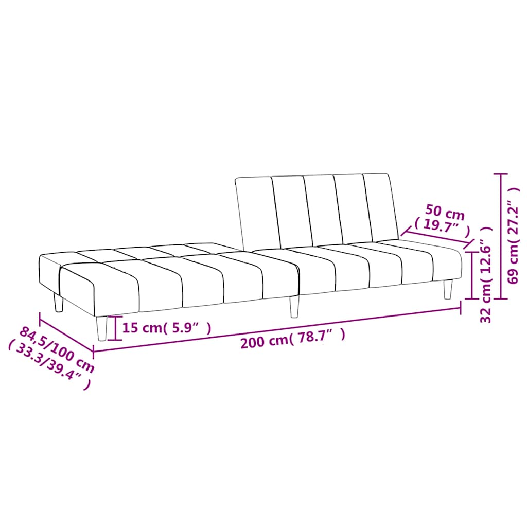 2 Seater Sleeper Sofa in Burgundy Velvet
