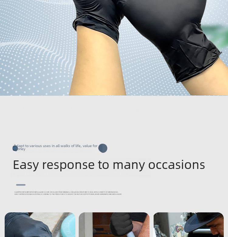 Wanli Black Nitrile Disposable Gloves - Food Grade, Acid & Alkali Resistant, Ideal for Housework & Tattoos