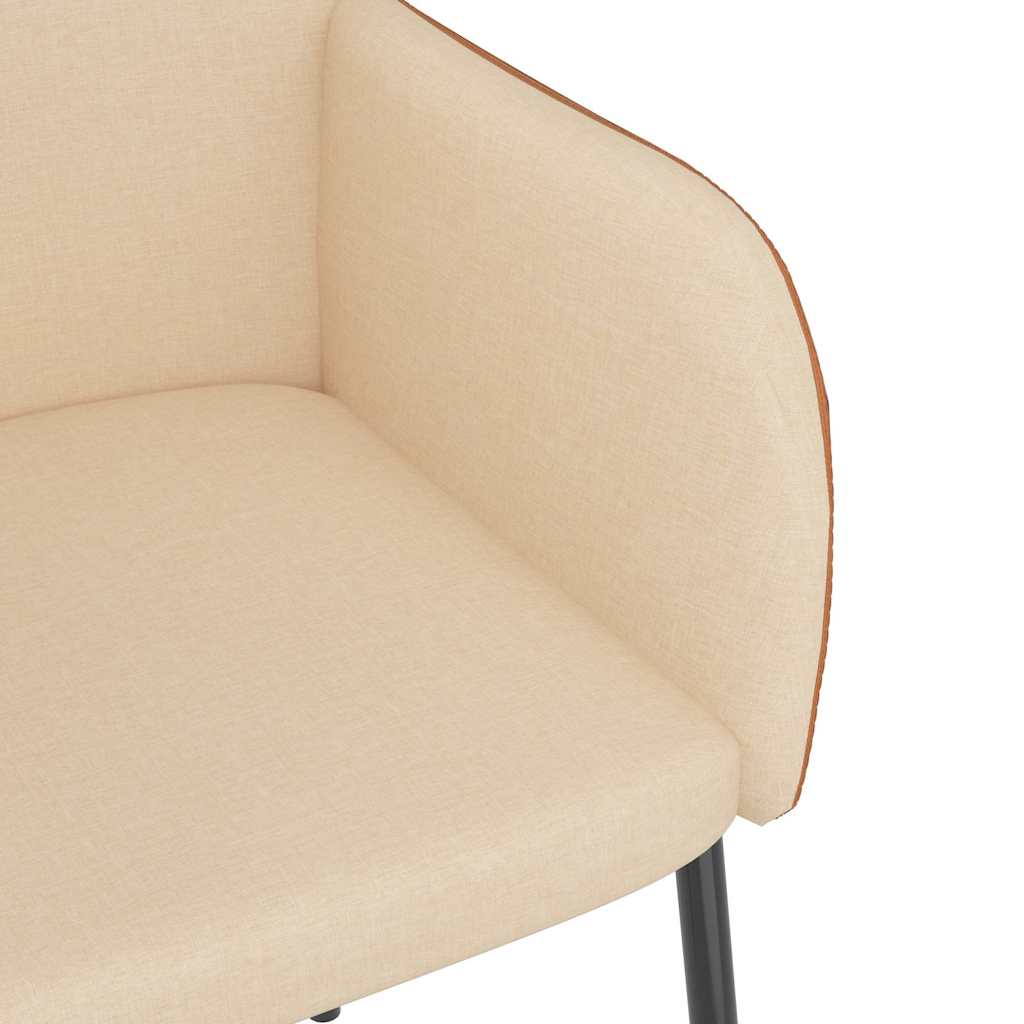 Dining Chairs 2 Pcs. Cream Fabric and Faux Leather