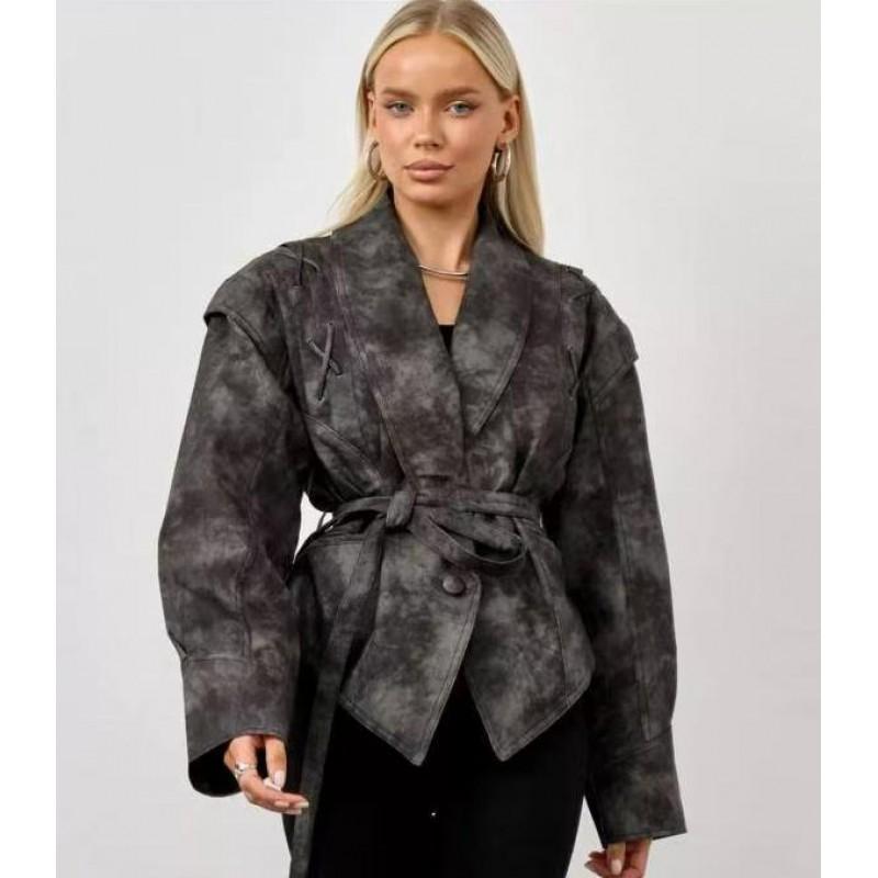 Womens Street Style Faux Leather Jacket