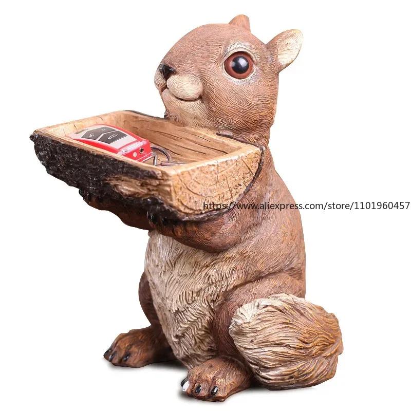 Creative Key Sundries Storage Tray Home Living Room Shoe Cabinet Ornaments European Squirrel Storage Home Decorations