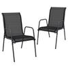Garden Chairs 2 pcs Steel and Textilene Black