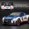 1/24 Scale Nissan GTR Diecast Car Model Toy, Pull Back Toy Vehicle with Sound and Light for Kids Toddler Boys Girls Gift Collection