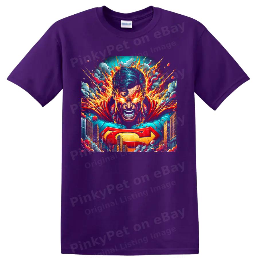Superman T Shirt Fiery City Hero Portrait Comic Art Graphic Tee Gift Bold Fans