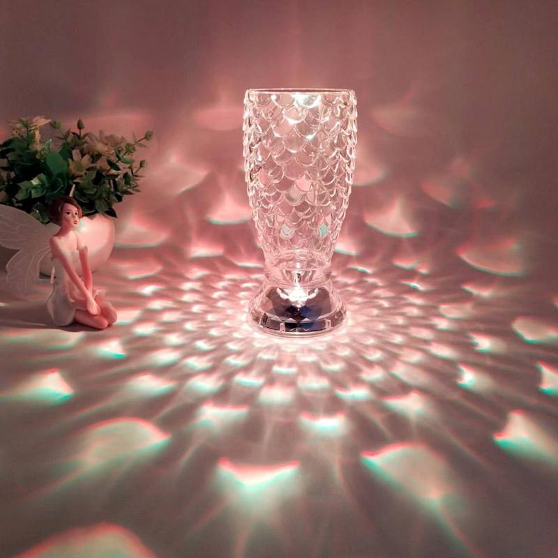 Crystal Lamp Bedroom Bedside Ambience Light Bar Restaurant Small Night Lamp Rose Diamond Table Lamp Cross-Border Hot