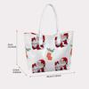 Christmas Santa Stocking Print Portable Tote Bag Casual Daily Carry Bag for Women Festive Handbag