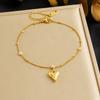 Gold Plated Heart Pendant Anklet Dainty Cubic Zirconia Foot Chain Jewelry