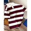 Stylish Gradient Striped Short-sleeve Polo Shirt, Ideal for Casual Daily Wear.