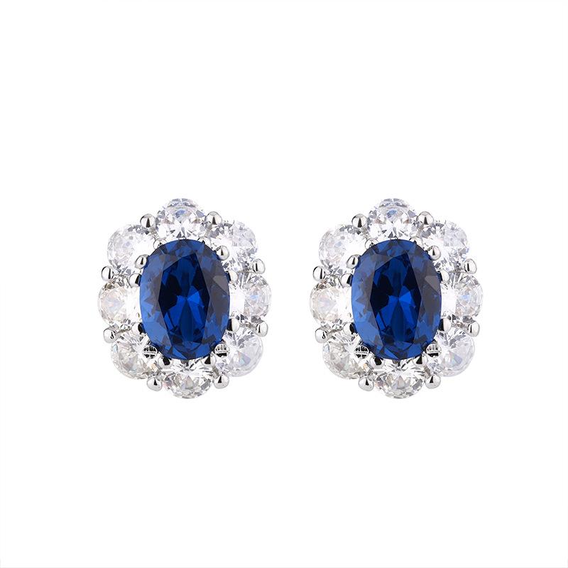 Jewelry Copper Bottom Gold-Plated Simulation Blue Spinel Retro Temperament Three Sets 8 * 10-6 * 8