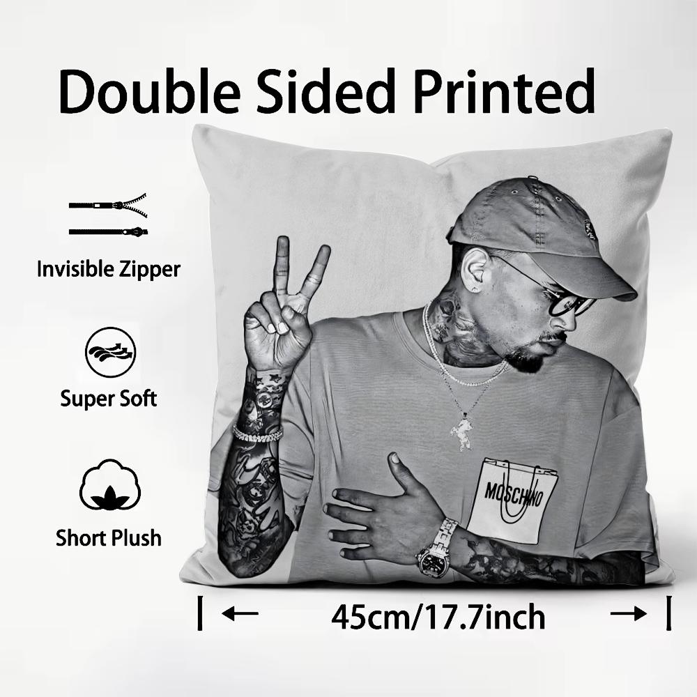 Hot C-Chris Brown Cushion Cover Comfortable Reversible Pillow Cover Ideal for Car Sofa Bedroom & Beyond
