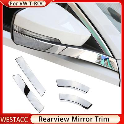 4Pcs Car Rearview Side Mirror Cover Trim Frame Sticker for Volkswagen VW T-ROC TROC 2018    2022 2023