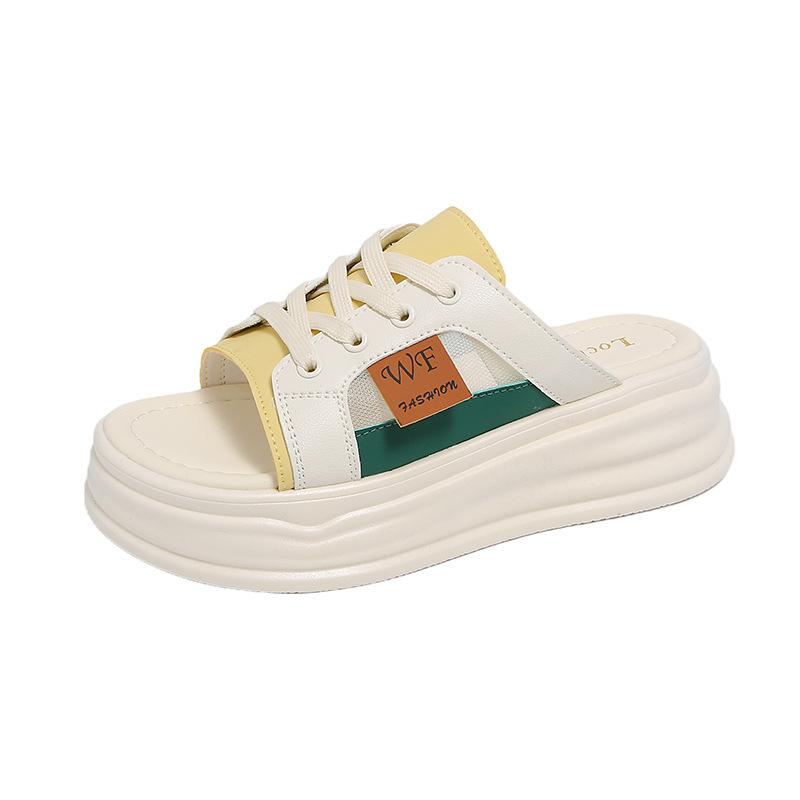 2025 summer new half slippers women's outer shoes casual one-pedal lazy thin-soled white shoes women