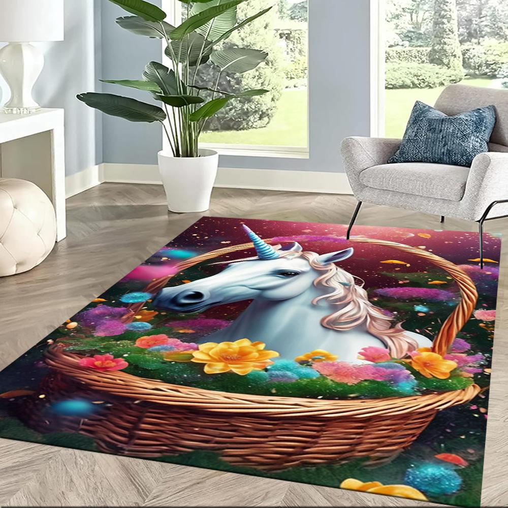 Beautiful Unicorn Carpet Design for Dormitory Hallway Living Rooms Outdoor Anti-slip Rug Office Home Decor