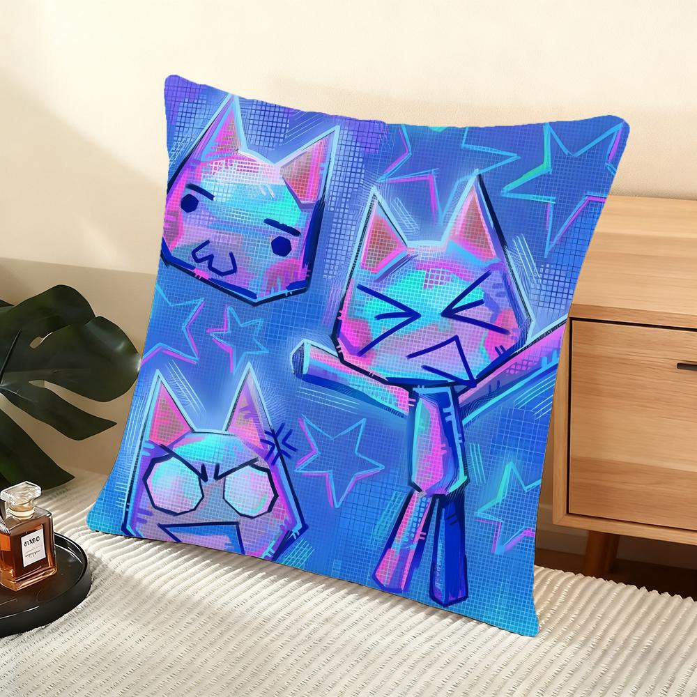 Cushion Cover Silky Short Plush Home Sofa Cushion Cover - Invisible Zipper Home Decoration Hot Movie Toro Cute Cat