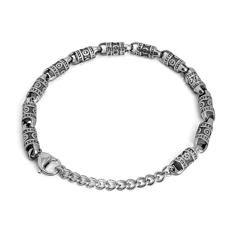 Mens Stainless Steel Cuban Link Bracelet Heavy Duty Black Oxidized Retro Gothic Punk Biker Style Jewelry Adjustable for Men