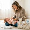 Large Capacity Nursery Storage Basket Portable Diaper Bag  Gift for Baby Shower