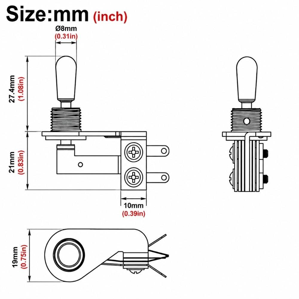 3 Way Toggle Switch Black Cap Guitar Parts Professional L-Shaped Switch For Electric Guitar