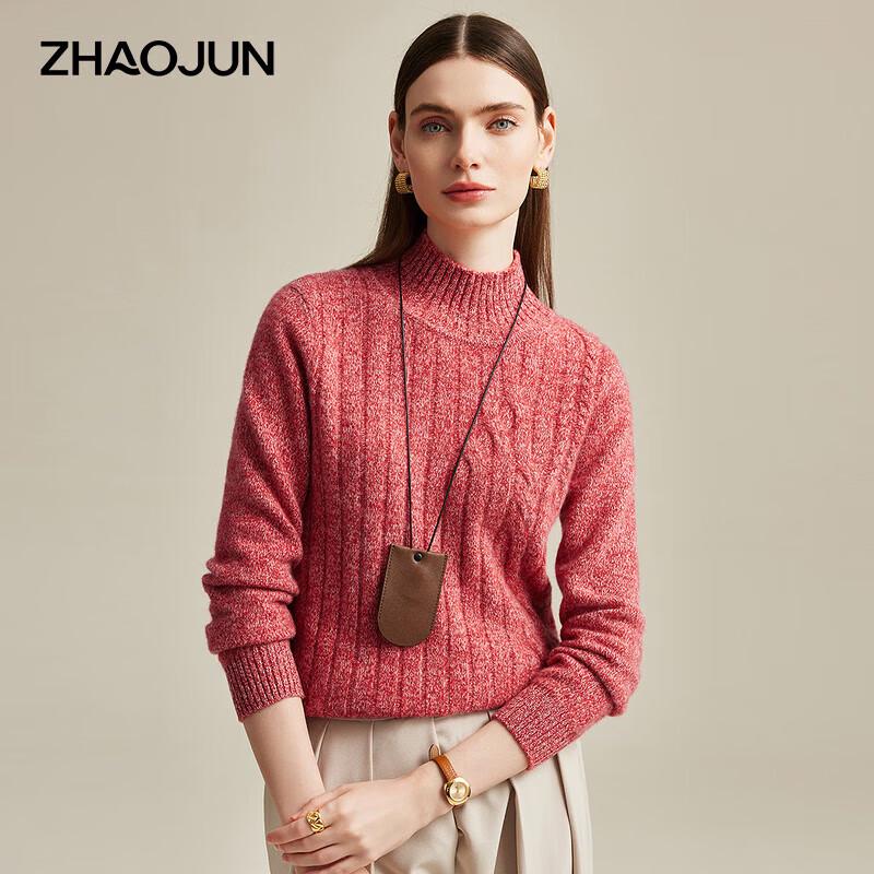 Zhaojun Women's Cable Knit Cashmere Mock Neck Sweater
