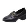 Thick Heel Shallow Mouth Single Shoes Women's Autumn New One-pedal Soft Leather Small Leather Shoes Lazy