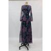 Elegant Floral Print Long Sleeves Backless Maxi Dress Women O Neck Wedding Party Gowns Bride Bridesmaids Host Long Dress
