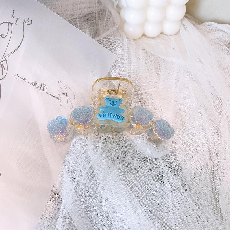 Ins Hot Sale Lovely Peach Heart Love Shark Clip Cute Girls Pink Hair Claw Clips Gummy Bear Hair Clips